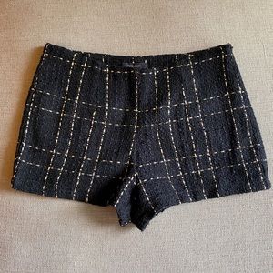 Black and Gold Tweed High Waisted Shorts